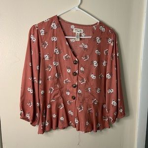 Pink with Flowers blouse